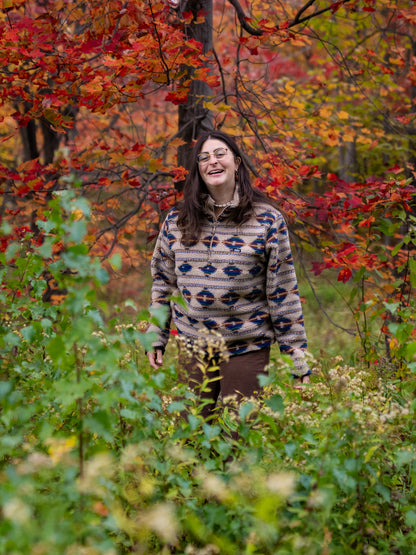 Sherpa aztèque beige, bleu, mauve et jaune