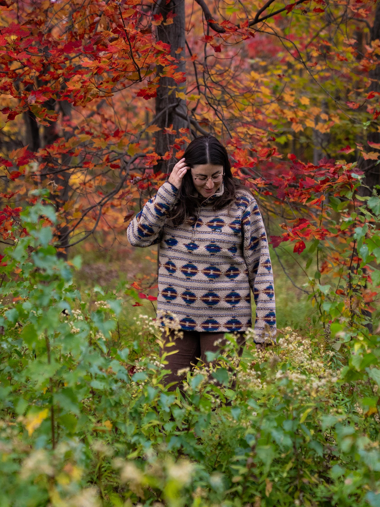 Sherpa aztèque beige, bleu, mauve et jaune