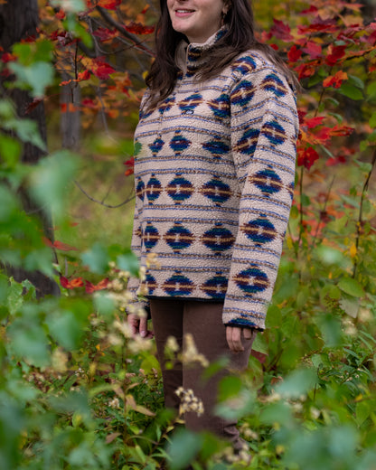 Sherpa aztèque beige, bleu, mauve et jaune